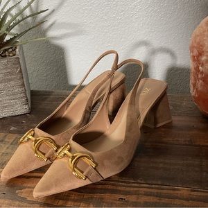 Tan Zara block heels